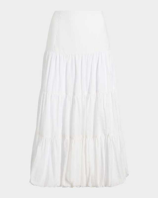Pyper Tiered Bubble-Hem Midi Skirt